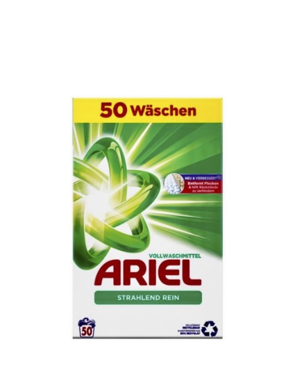Poza cu Ariel Radiantly Pure, detergent pudra universal pentru rufe, 50 spalari, 3.25 Kg