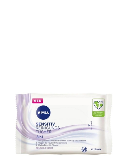 Poza cu Nivea Sensitive 3-in-1, servetele demachiante, 25 bucati