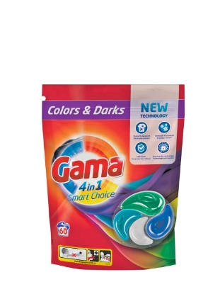 Poza cu Gama Colors & Darks 4-in-1, detergent capsule pentru rufe colorate si negre, 60 spalari