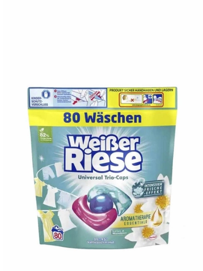 Poza cu Weißer Riese Lotus Trio, detergent capsule universal pentru rufe, 80 spalari, 960 g