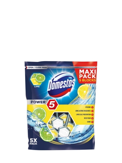Poza cu Domestos Power 5 Lime, odorizant pentru toaleta, 5 x 55 g
