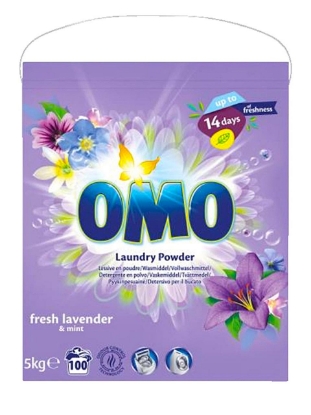Poza cu OMO Fresh Lavender & Mint, detergent pudra universal pentru rufe, 100 spalari, 5 kg