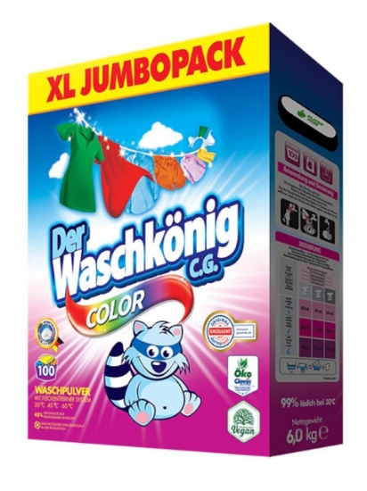 Poza cu Der Waschkönig Color, detergent pudra pentru rufe colorate, 100 spalari, 6 kg