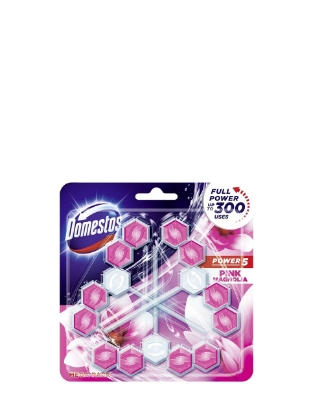 Poza cu Domestos Power 5 Pink Magnolia, odorizant pentru toaleta, 3 x 55 g