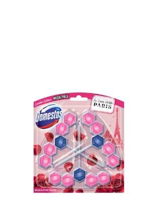 Poza cu Domestos Power 5 Romantic Rose, odorizant pentru toaleta, 3 x 55 g