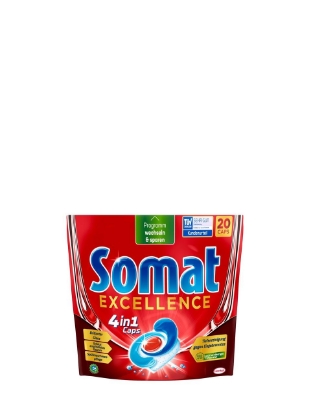 Poza cu Somat Excellence 4in1 Caps, tablete masina de spalat vase, 20 buc