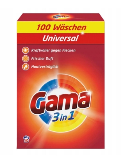 Poza cu Gama 3in1 Universal, detergent pudra pentru rufe, 100 spalari, 6 kg