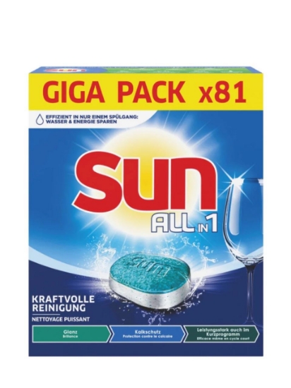 Poza cu Sun All-In-1 Citrus, tablete pentru masina de spalat vase, 81 buc