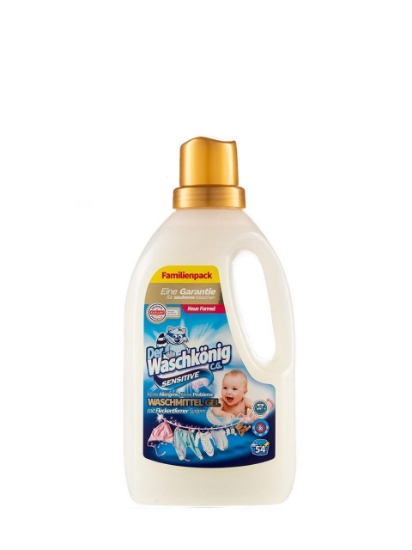 Poza cu Der Waschkönig Gel Sensitive, detergent lichid universal senzitiv, 54 spalari, 1.625 L
