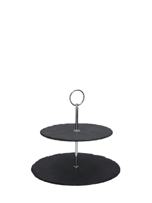 Poza cu Alpina Etagere Slate Round, etajera pentru dulciuri, 2 niveluri