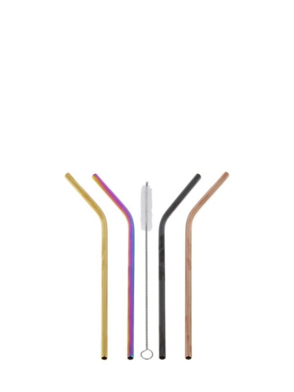 Poza cu Alpina Drinking Straw Reusable, set paie reutilizabile, 5 piese