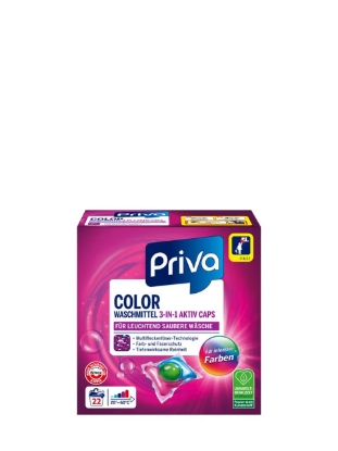 Poza cu Priva Color, detergent capsule 3-in-1 pentru rufe colorate, 22 spalari, 539  ml