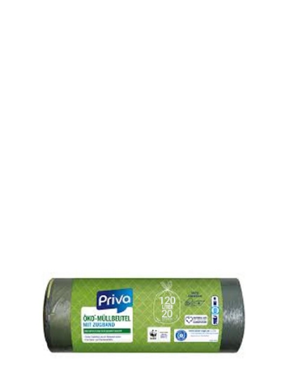 Poza cu Priva Öko, saci menajeri ECO cu snur, 120 L, 20 buc