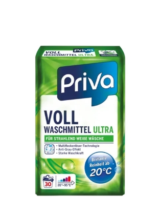 Poza cu Priva Vollwaschmittel Ultra, detergent pudra pentru rufe albe, 30 spalari, 2.025 kg