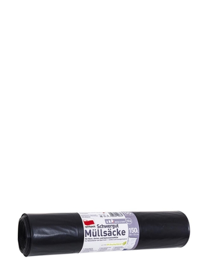Poza cu Quickpack Schwergut Müllsäcke, saci menajeri negri, 150 L, 10 buc
