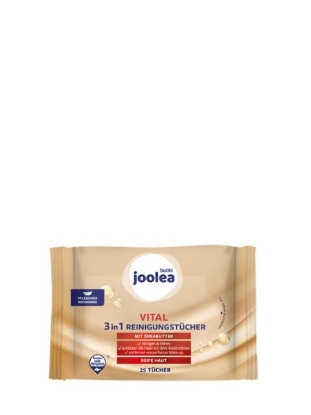 Poza cu Joolea Vital, servetele demachiante 3-in-1 cu unt de shea, 25 buc