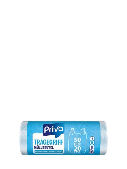 Poza cu Priva, saci de gunoi cu maner, 50 L, 20 buc