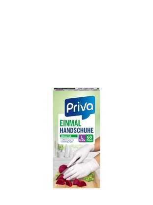 Poza cu Priva, manusi de unica folosinta albe, marimea L, 60 buc