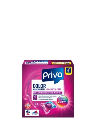 Poza cu Priva Color, detergent capsule pentru rufe colorate, 22 spalari, 517 g