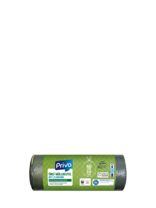 Poza cu Priva, saci de gunoi cu snur, 60 L, 30 buc