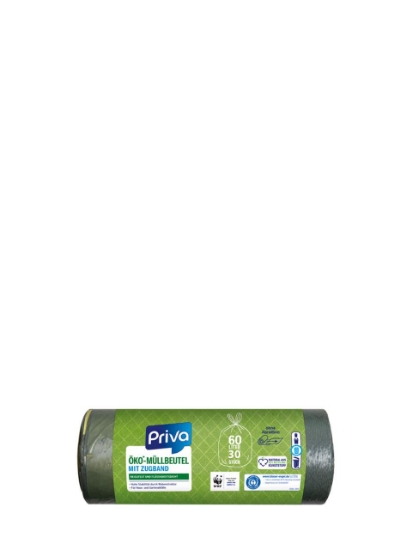 Poza cu Priva, saci de gunoi cu snur, 60 L, 30 buc