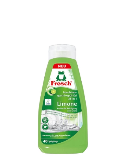 Poza cu Frosch Limone All-in-One, detergent gel pentru masina de spalat vase, 40 spalari, 650 ml
