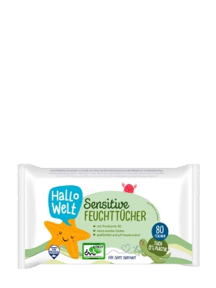 Poza cu Hallo Welt Sensitive, servetele umede pentru bebelusi cu Provitamina B5, 80 buc