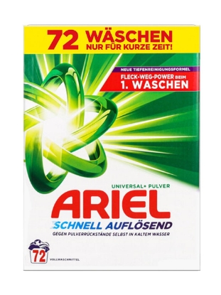 Poza cu Ariel Universal+ Pulver, detergent universal pudra, 72 spalari, 3.96 Kg