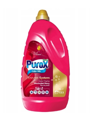 Poza cu Purox Color Mix 5-in-1, detergent lichid pentru rufe colorate, 133 spalari, 4 L