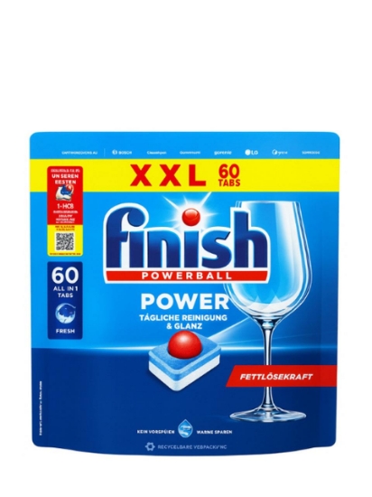 Poza cu Finish Powerball Power XXL, tablete pentru masina de spalat vase, 60 buc